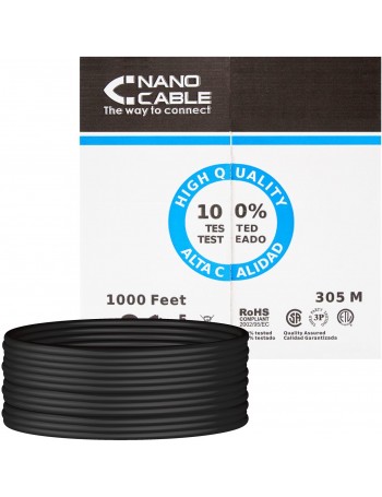 Nanocable 10.20.0504-EXT-BK cabo de rede 305 m Cat6 U UTP (UTP) Preto