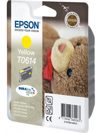 Epson Teddybear Tinteiro Amarelo T0614 Tinta DURABrite Ultra (c alarme RF+AM)