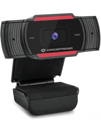 Conceptronic AMDIS 1080P FHD webcam 1920 x 1080 pixels USB 2.0 Preto, Vermelho