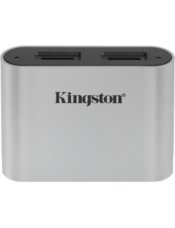 Kingston Technology Workflow microSD Reader leitor de cartões USB 3.2 Gen 1 (3.1 Gen 1) Type-C Preto, Prateado