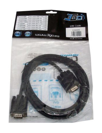 3GO 1.8m VGA M M cabo VGA 1,8 m VGA (D-Sub) Preto