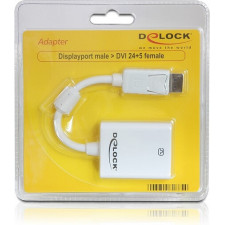 DeLOCK 61765 adaptador de cabo de vídeo 0,125 m DisplayPort DVI-I Branco