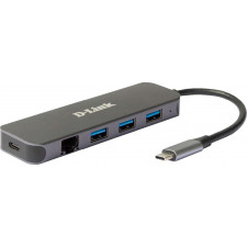 D-Link DUB-2334 base & duplicador de portas Com fios USB Type-C Cinzento