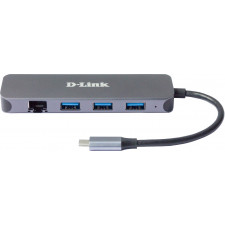 D-Link DUB-2334 base & duplicador de portas Com fios USB Type-C Cinzento