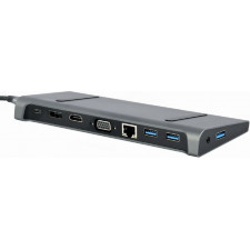 Gembird A-CM-COMBO9-02 base & duplicador de portas Com fios USB 3.2 Gen 1 (3.1 Gen 1) Type-C Cinzento