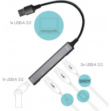 i-tec Metal U3HUBMETALMINI4 hub de interface USB 3.2 Gen 1 (3.1 Gen 1) Type-A Metálico