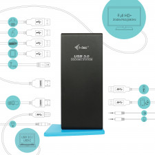 i-tec U3DUALHDMIDOCK base & duplicador de portas Com fios USB 3.2 Gen 1 (3.1 Gen 1) Type-A Preto