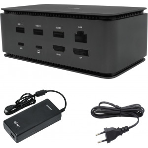 i-tec Metal USB4DUALDOCK100W base & duplicador de portas Com fios USB4 Preto