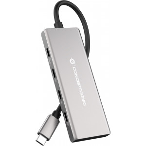 Conceptronic HUBBIES17G hub de interface USB 3.2 Gen 2 (3.1 Gen 2) Type-C 10000 Mbit s Cinzento