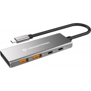 Conceptronic HUBBIES15G hub de interface USB 3.2 Gen 2 (3.1 Gen 2) Type-C 10000 Mbit s Cinzento