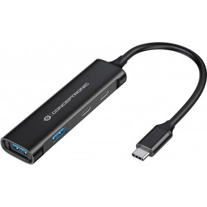 Conceptronic HUBBIES12B hub de interface USB 3.2 Gen 1 (3.1 Gen 1) Type-C 5000 Mbit s Preto