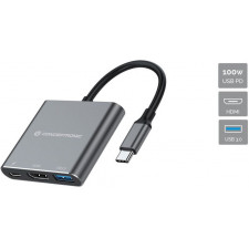 Conceptronic DONN18G base & duplicador de portas Com fios USB 3.2 Gen 1 (3.1 Gen 1) Type-C Cinzento