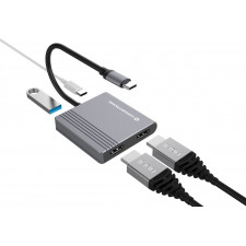 Conceptronic DONN13G base & duplicador de portas Com fios USB 3.2 Gen 1 (3.1 Gen 1) Type-C Cinzento