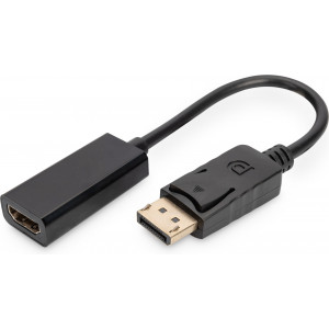 Digitus AK-340400-001-S adaptador de cabo de vídeo 0,15 m DisplayPort HDMI Preto