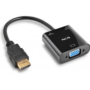 NGS CHAMALEON 0,15 m HDMI Type A (Standard) VGA (D-Sub) + 3.5mm + Micro-USB Type B Preto