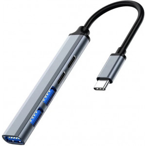 Ewent EW1149 hub de interface USB 3.2 Gen 1 (3.1 Gen 1) Type-C 5000 Mbit s Cinzento, Prateado