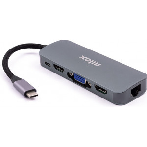 Nilox DOCKING STAT HDMI VGA PD ETH 3USB Acoplamento USB 3.2 Gen 1 (3.1 Gen 1) Type-C Alumínio