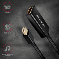 Axagon RVDM-HI14N adaptador de cabo de vídeo 0,15 m Mini DisplayPort HDMI Preto