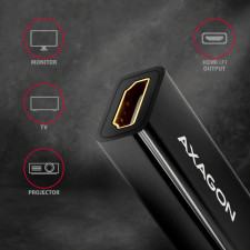 Axagon RVDM-HI14N adaptador de cabo de vídeo 0,15 m Mini DisplayPort HDMI Preto