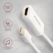 Axagon RVDM-HI14NW adaptador de cabo de vídeo 0,15 m Mini DisplayPort HDMI Branco