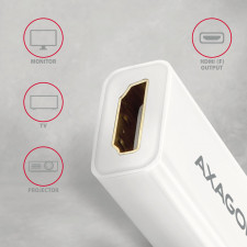 Axagon RVDM-HI14NW adaptador de cabo de vídeo 0,15 m Mini DisplayPort HDMI Branco