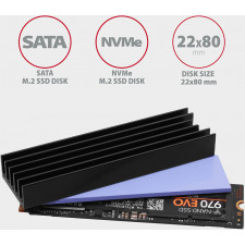 Axagon CLR-M2L10 Sistema de Arrefecimento de Computador Disco de estado sólido (SSD) Dissipador de calor Radiador Preto