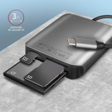 Axagon CRE-S3C leitor de cartões USB 3.2 Gen 1 (3.1 Gen 1) Type-C Cinzento