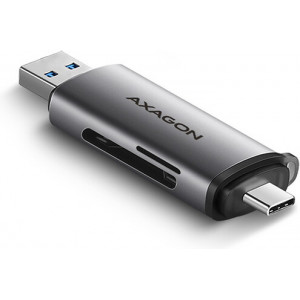 Axagon CRE-SAC leitor de cartões USB 3.2 Gen 1 (3.1 Gen 1) Type-A Type-C Cinzento