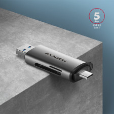 Axagon CRE-SAC leitor de cartões USB 3.2 Gen 1 (3.1 Gen 1) Type-A Type-C Cinzento