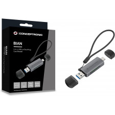 Conceptronic BIAN05G leitor de cartões USB 3.2 Gen 1 (3.1 Gen 1) Type-A Type-C Cinzento