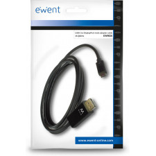 Ewent EW9826 adaptador de cabo de vídeo 2 m USB Type-C DisplayPort Preto