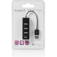 Ewent EW1123 hub de interface USB 2.0 480 Mbit s Preto