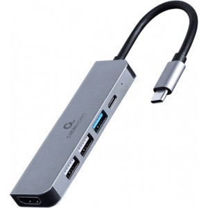 Gembird A-CM-COMBO5-03 base & duplicador de portas Com fios USB 3.2 Gen 1 (3.1 Gen 1) Type-C Prateado