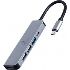 Gembird A-CM-COMBO5-03 base & duplicador de portas Com fios USB 3.2 Gen 1 (3.1 Gen 1) Type-C Prateado