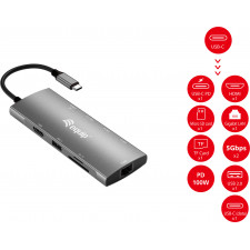 Equip 133490 base & duplicador de portas Com fios USB 3.2 Gen 1 (3.1 Gen 1) Type-C Cinzento