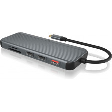 ICY BOX IB-DK4060-CPD Com fios USB 3.2 Gen 1 (3.1 Gen 1) Type-C Preto, Cinzento