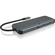 ICY BOX IB-DK4060-CPD Com fios USB 3.2 Gen 1 (3.1 Gen 1) Type-C Preto, Cinzento