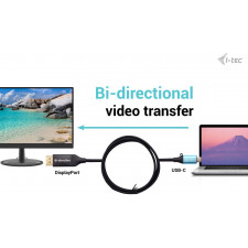 i-tec C31CBLDP8KBIDIR adaptador de cabo de vídeo 1,5 m DisplayPort USB Type-C Preto