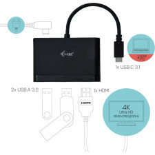 i-tec C31DTPDHDMI painel baía de disco Preto