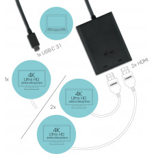 i-tec C31DUAL4KHDMI adaptador gráfico USB 3840 x 2160 pixels Preto