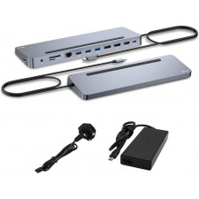 i-tec C31FLAT2PDPRO100W base & duplicador de portas Com fios USB 3.2 Gen 1 (3.1 Gen 1) Type-C Prateado