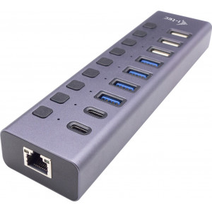 i-tec CACHARGEHUB9LAN hub de interface USB 2.0 Type-C 5000 Mbit s Cinzento