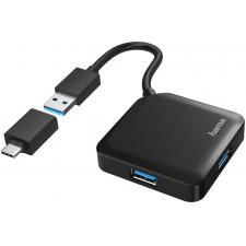 Hama 00200116 hub de interface USB 3.2 Gen 1 (3.1 Gen 1) Type-A + Type-C 5000 Mbit s Preto