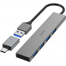 Hama 00200141 hub de interface USB 3.2 Gen 1 (3.1 Gen 1) Type-A 5000 Mbit s Cinzento