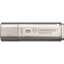 Kingston Technology IronKey Locker+ 50 unidade de memória USB 64 GB USB Type-A 3.2 Gen 1 (3.1 Gen 1) Prateado