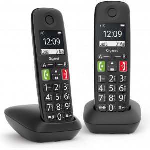 Gigaset E290 Duo Telefone analógico DECT Identificação de chamadas Preto