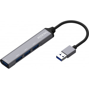 AISENS A106-0540 hub de interface USB 3.2 Gen 1 (3.1 Gen 1) Type-A 5000 Mbit s Cinzento