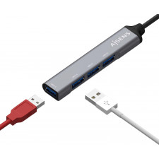 AISENS A106-0540 hub de interface USB 3.2 Gen 1 (3.1 Gen 1) Type-A 5000 Mbit s Cinzento