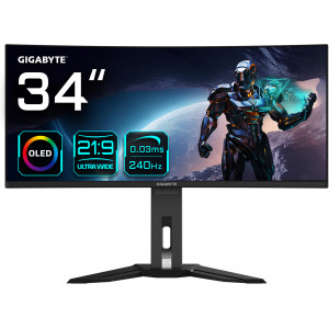 GIGABYTE MO34WQC2 monitor de ecrã 86,4 cm (34") 3440 x 1440 pixels Wide Quad HD OLED Preto