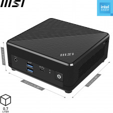 MSI Cubi N ADL-007DE Intel® N N100 4 GB DDR4-SDRAM 128 GB SSD Windows 11 Pro Mini PC Preto